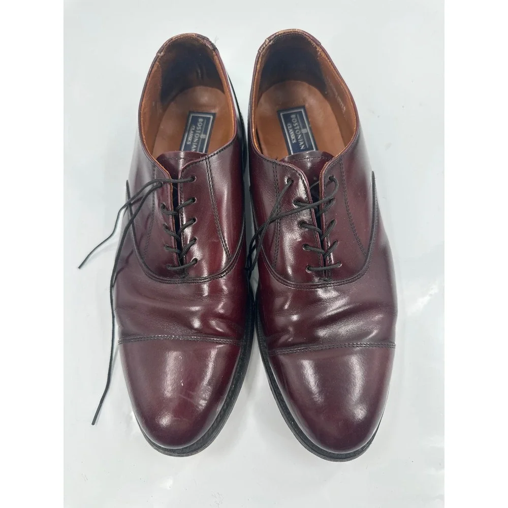 Bostonian Classics Mens‎ 10 D Burgundy Leather Cap Toe Oxford Dress Shoes 26088